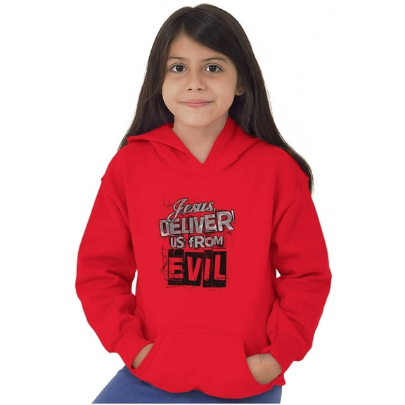 Lord Deliver Us From Evil Luke 11:1 Youth Hoodie Boy Girl Teen Brisco Brands S