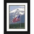 thumbnail image 1 of Lord, Fred 11x14 Black Ornate Wood Framed with Double Matting Museum Art Print Titled - CO, Silverthorne American flag and mountain, 1 of 4