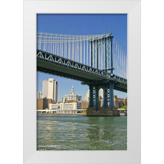 Lord, Fred 11x14 White Modern Wood Framed Museum Art Print Titled - NY, New York City Manhattan Bridge and Manhattan
