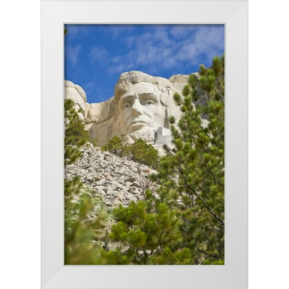 Lord, Fred 11x14 White Modern Wood Framed Museum Art Print Titled - SD, President Abraham Lincoln at Mount Rushmore