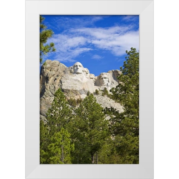 Lord, Fred 11x14 White Modern Wood Framed Museum Art Print Titled - South Dakota Overview of Mount Rushmore