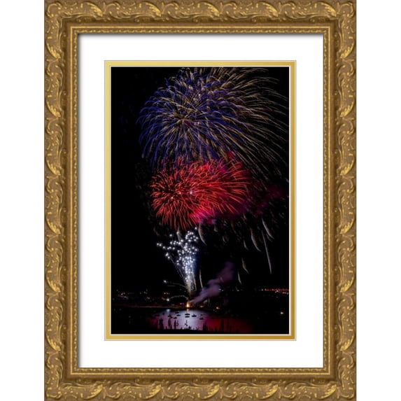 Lord, Fred 13x18 Gold Ornate Wood Framed with Double Matting Museum Art Print Titled - Colorado, Frisco Fireworks display on July 4th