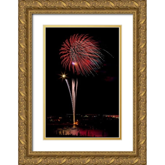 Lord, Fred 17x24 Gold Ornate Wood Framed with Double Matting Museum Art Print Titled - Colorado, Frisco Fireworks display on July 4th