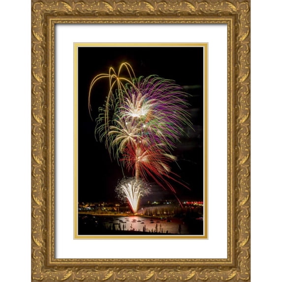 Lord, Fred 23x32 Gold Ornate Wood Framed with Double Matting Museum Art Print Titled - Colorado, Frisco Fireworks display on July 4th
