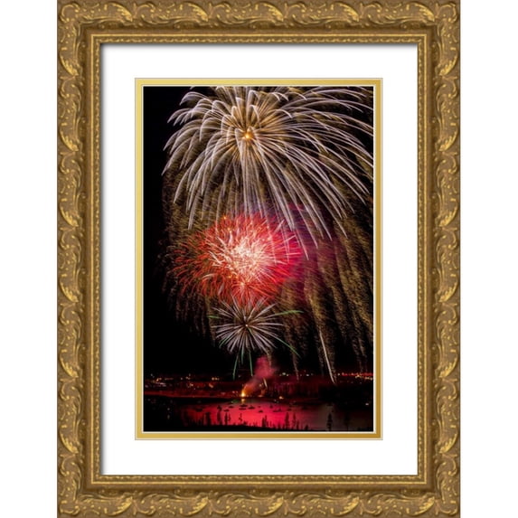 Lord, Fred 23x32 Gold Ornate Wood Framed with Double Matting Museum Art Print Titled - Colorado, Frisco Fireworks display on July 4th