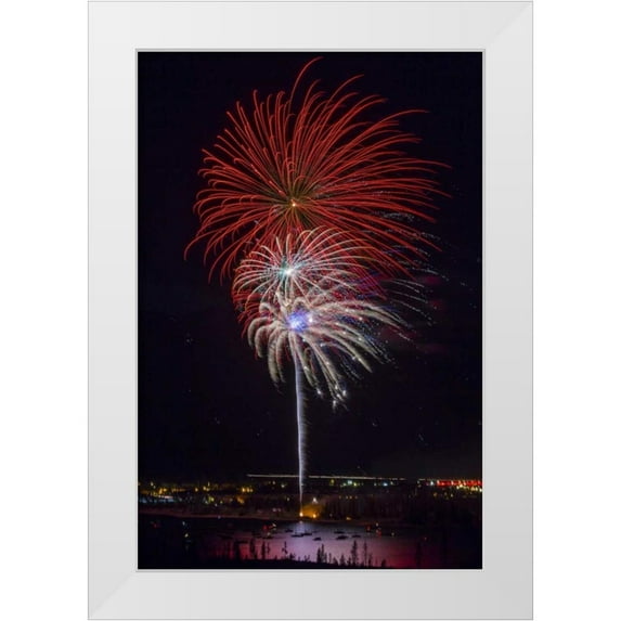 Lord, Fred 23x32 White Modern Wood Framed Museum Art Print Titled - Colorado, Frisco Fireworks display on July 4th