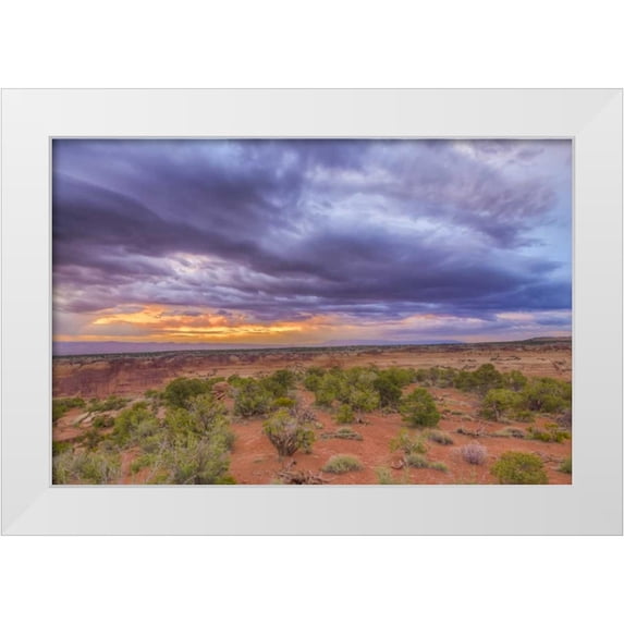 Lord, Fred 32x23 White Modern Wood Framed Museum Art Print Titled - Colorado, Fruita Sunrise over Colorado NM