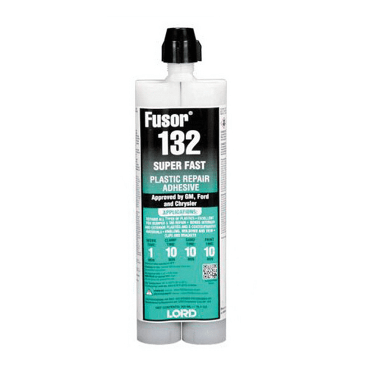 Fusor 132 2-Part Super Fast Plastic Repair Adhesive, 7.1 oz Bottle, Paste, Black/Off-White