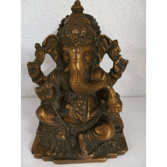 Lord Ganesh Statue Brass, Antique Lord Ganesha Idol, Brass Ganesh Home Decor, Housewarming Gift, Hindu God of good luck,Elephant God Figure