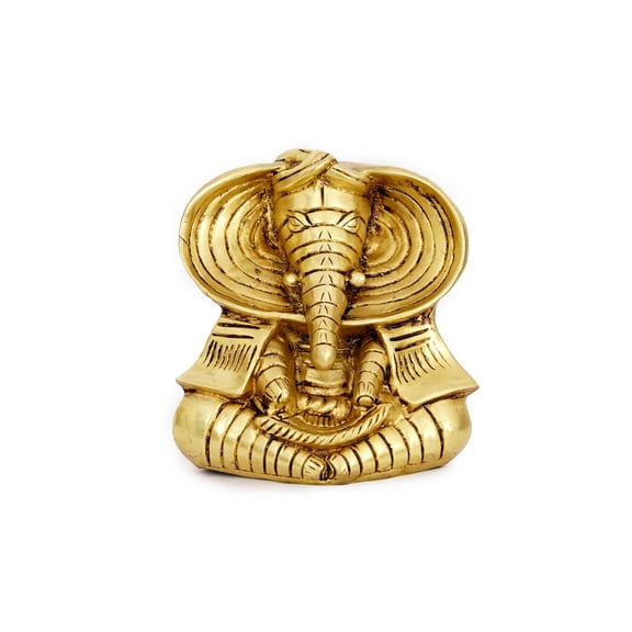 Lord Ganesh small Brass leaf Statue for Puja, Home Mandirs, Decor, Gifts, showpiece by Pooja Bazar 3.5 X 6 X 6 In