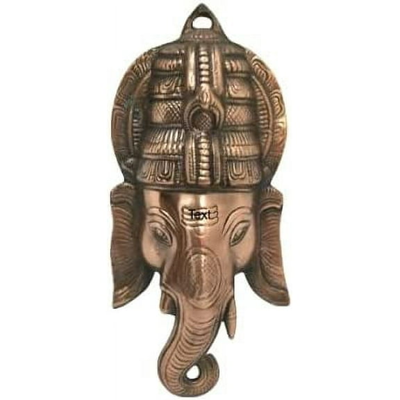 Lord Ganesha Hindu God Ganesh Face Statue, Handmade Copper Finish Elephant Head Ganesh Murti, Wall Hanging Ganpati Face Statues - AtoZ India Cart