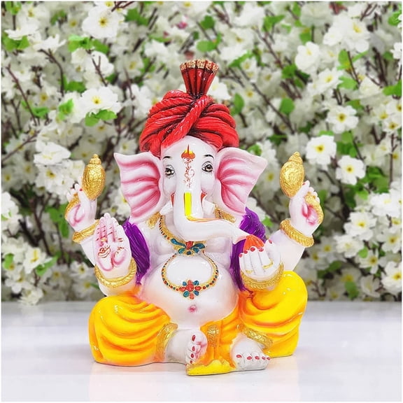 Lord Ganesha Statue in Resin Large Ganesh Sculpture Hindu God Statue Ganesha Figure Handmade God Idol Vinayaka Statue Good Luck God Statue Gift for New Beginning Temple Home Decor - AtoZ India Cart