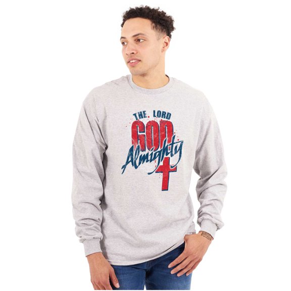 Lord God Almighty Christian Cross Plus Size Long Sleeve Graphic Tee Shirt Brisco Brands 3X