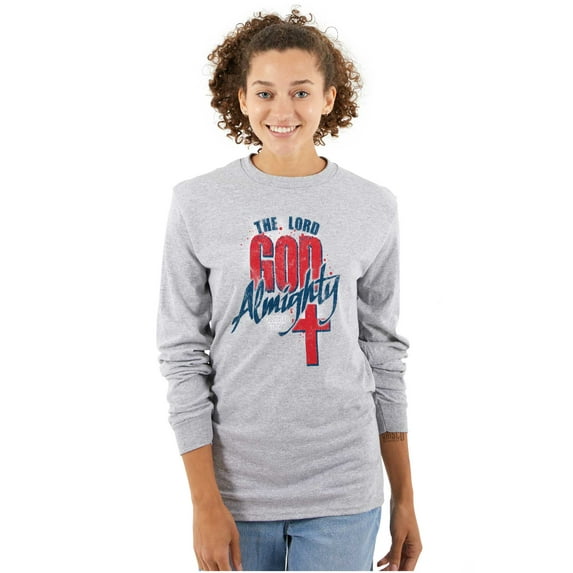 Lord God Almighty Christian Cross Long Sleeve TShirt Men Women Brisco Brands S