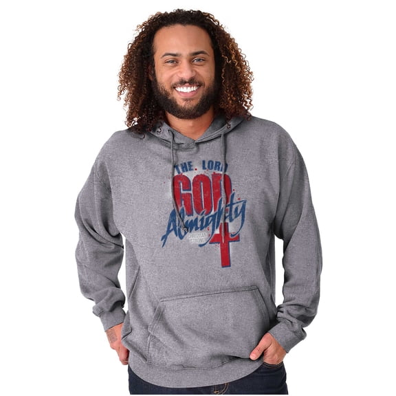 Lord God Almighty Christian Cross Unisex Plus Fleece Graphic Hoodie Brisco Brands 3X