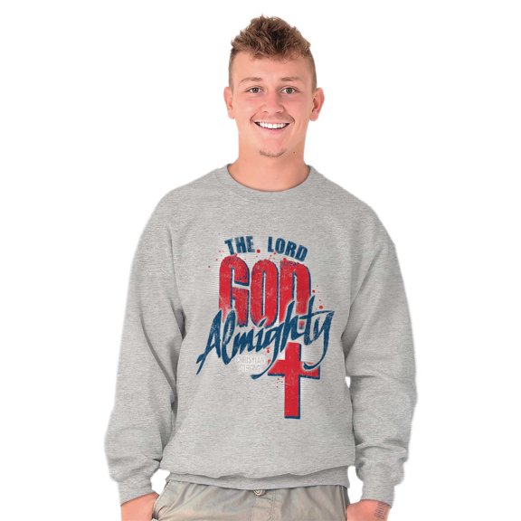 Lord God Almighty Christian Cross Unisex Plus Fleece Graphic Sweatshirt Brisco Brands 3X