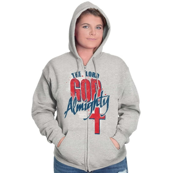 Lord God Almighty Christian Cross Zip Up Hoodie Men's Women's Brisco Brands X