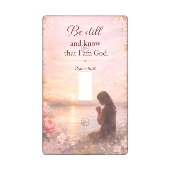 Lord God Floral Border Psalm 46 Single Toggle Light Switch Plate, 1 Gang Outlet Cover