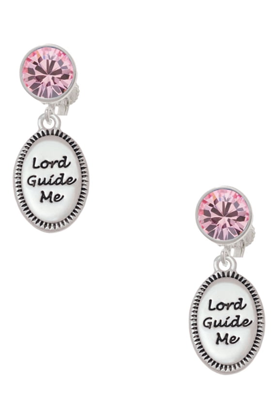 Lord Guide Me Pink Crystal Clip on Earrings