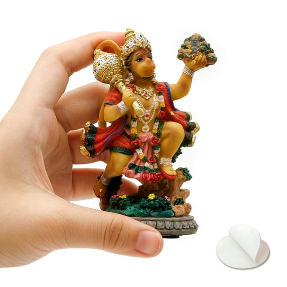 Lord Hanuman for Car Dashboard - 3.9" H Small Flying Hanuman Idol Statue for Vehicle Decor Hindu God Fathers Day Mothers Day Diwali Birthday Gifts for Indian People Altar Pooja