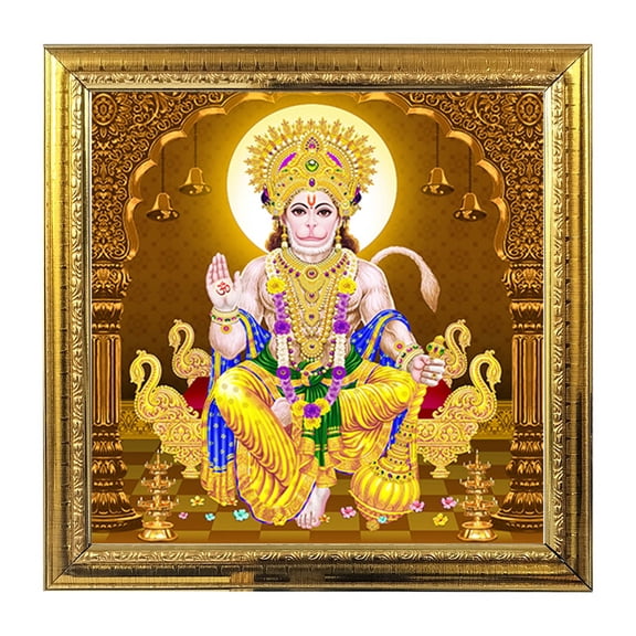 Lord Hanuman God Idol Photo Frame for Pooja Hindu Bhagwan Devi Devta Photo Frame Wall Art Puja Temple Photo Frame 5.1 in