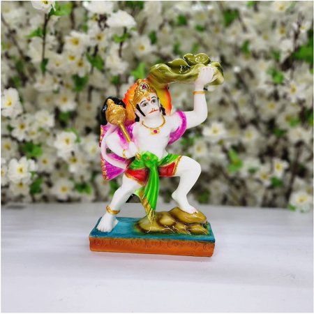 Lord Hanuman Ji Statue in Marble Dust Hanuman Carrying Sanjivni Mountain Hanuman Ji Lifting Mountain Hanuman Sculpture God of Strength Bajrangbali Idol Monkey God Statue Temple Decor - AtoZ India Cart