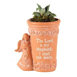 Lord Is My Shepherd Brown 5 x 4 Inch Resin Flower Planter Pot