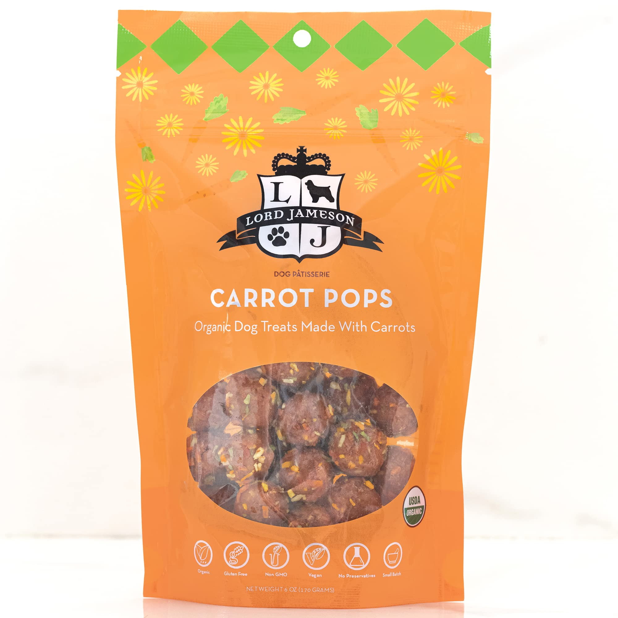 Lord Jameson Carrot Pops DHF10 Organic Dog Treats, Organic Dog Treats