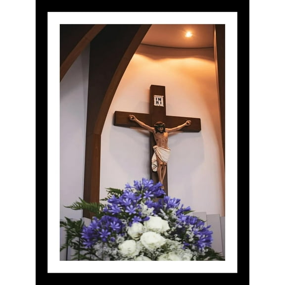 Lord Jesus Christ Cross Blessing Poster Frame, 7 x 9 Inch, Wall Hang