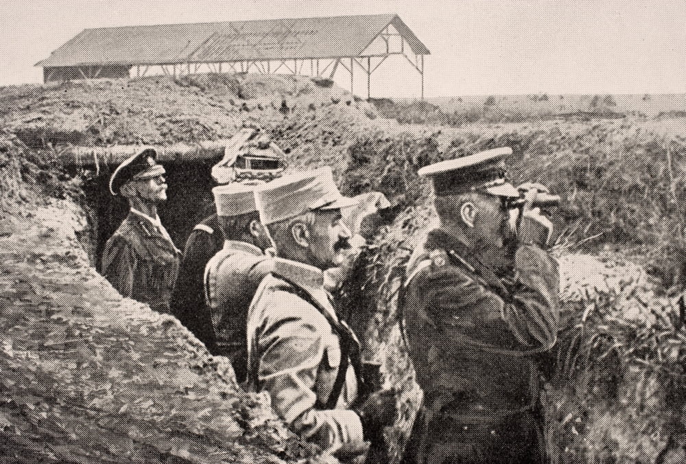 Lord Kitchener With Binoculars With General Joffre In Trench On Western Front August 1915 From The War Illustrated Album Deluxe Published London 1916 Canvas Art - Ken Welsh Design Pics (36 x 24)