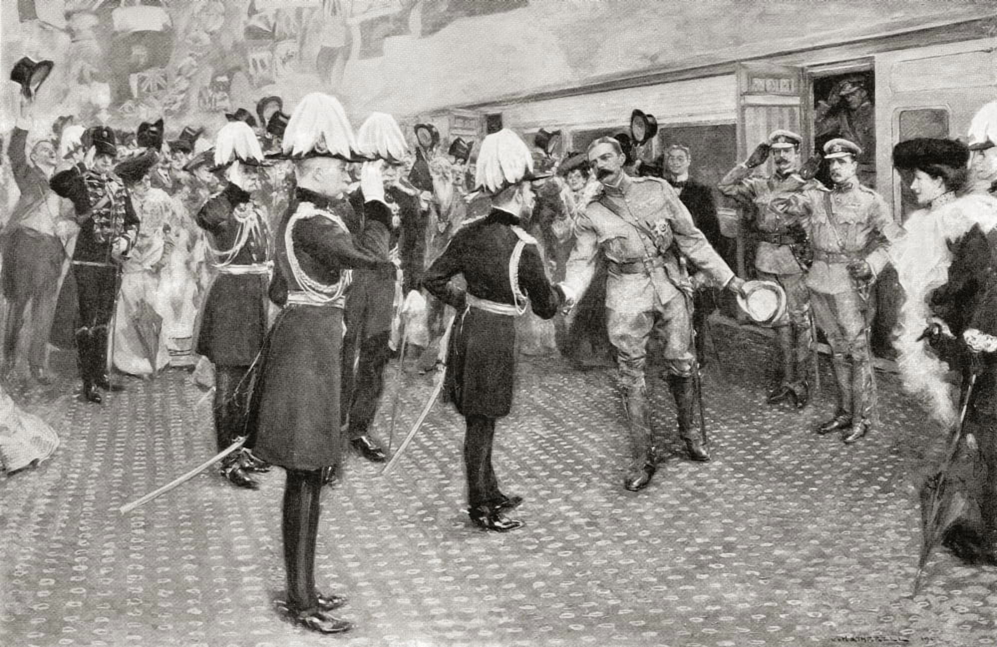 Lord Kitcheners homecoming in 1902 from South Africa After a drawing by W Hatherell Field Marshal Horatio Herbert Kitchener 1st Earl Kitchener 1850 Canvas Art - Ken Welsh Design Pics (34 x 22)
