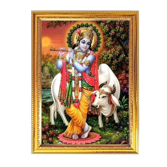 Lord Krishna Giving blessing Photo Frame puja room temple Worship/wall hanging/gift/home 11.8 X 15.7