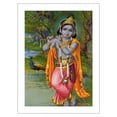 thumbnail image 1 of Lord Krishna - Hindu Deity - India - Vintage Religious Art - Bamboo Fine Art 290gsm Paper (Unframed) 12x16in, 1 of 4