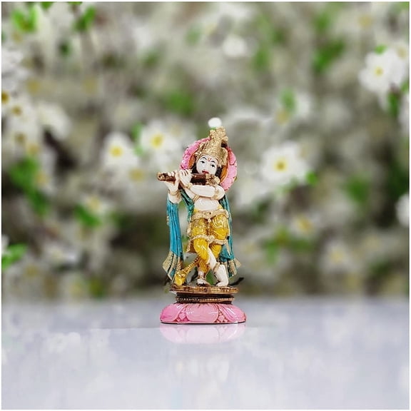 Lord Krishna Statue in Resin Standing Krishna Sculpture Small Krishna Figure Hindu God of Love Krishna Murti Indian God Statue Krishna Idol Home Temple Decor Religious God Statue - AtoZ India Cart