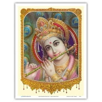 Lord Krishna With Flute - India Hindu Deity - Vintage Religious Art - Master Art Print (Unframed) 9in x 12in