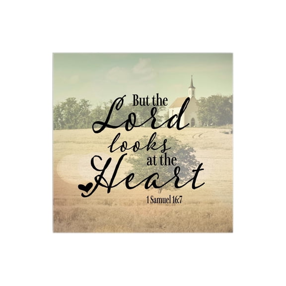 Lord Looks At Heart Golden Field Church 12 x 12 Wood Wall Sign Plaque