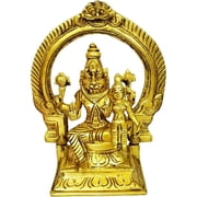 Lord Narasimha Lakshmi Brass Sculpture