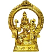 Lord Narasimha Lakshmi Brass Sculpture