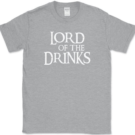 Lord Of The Drinks T-Shirt Funny Drinking Rings Party Humor Beer Tee - Heather Grey, M