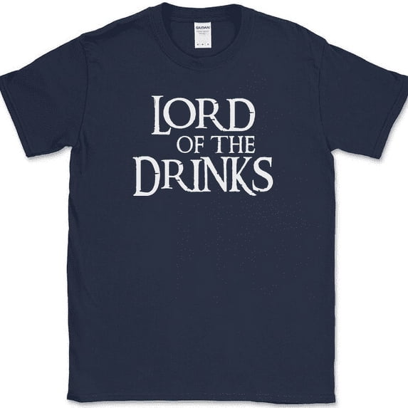 Lord Of The Drinks T-Shirt Funny Drinking Rings Party Humor Beer Tee - Navy, S