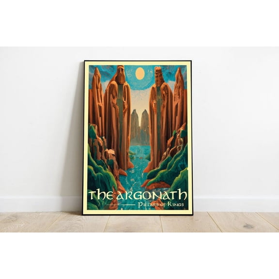 Lord Of The Rings Argonath Poster, LOTR Middle Earth Travel Wall Art