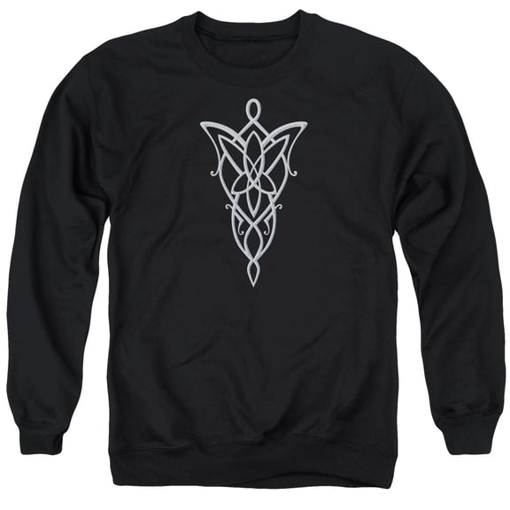 Trevco Sportswear LOR1061-AS-2 Lord of The Rings Arwen Necklace Adult Crewneck Sweatshirt, Black - Medium