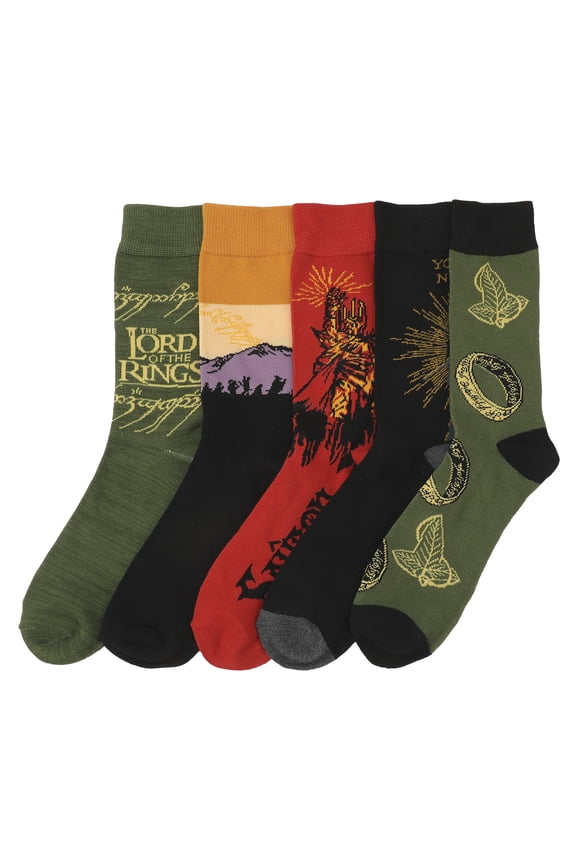 Lord Of The Rings Characters Adult 5-Pair Casual Crew Socks-OSFA