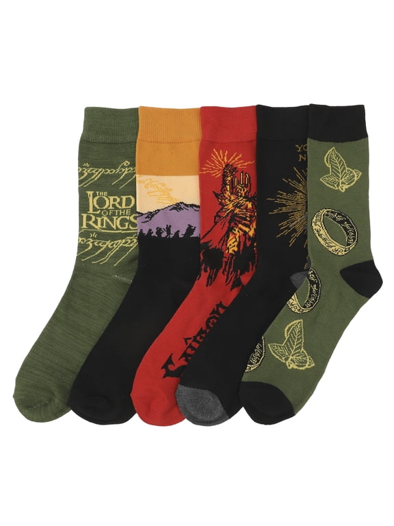 Lord Of The Rings Characters Adult 5-Pair Casual Crew Socks-OSFA
