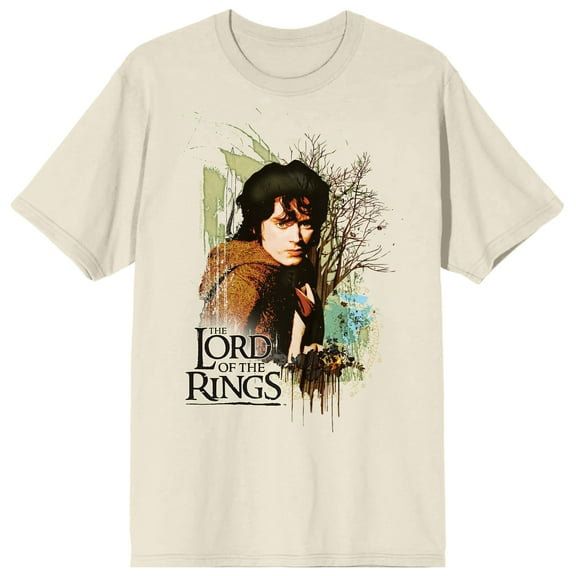 Lord Of The Rings Frodo Baggins Ink Splash Tree Adult Natural Crew Neck Short Sleeve T-shirt-Medium