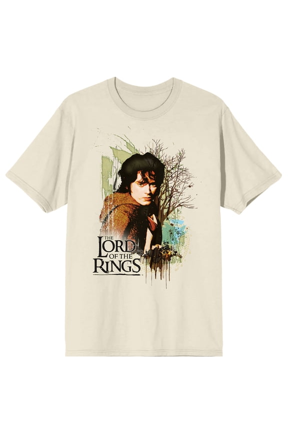 Lord Of The Rings Frodo Baggins Ink Splash Tree Adult Natural Crew Neck Short Sleeve T-shirt-XL