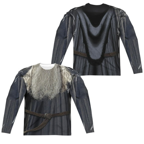 Lord Of The Rings - Galdalf The Grey Costume (Front/Back Print) - Regular Fit Long Sleeve Shirt - Small