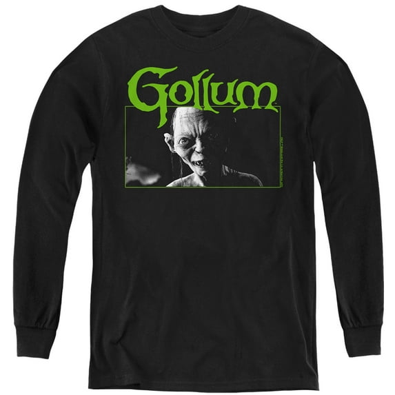 Lord Of The Rings Gollum Kids Long Sleeve T Shirt (Small) for Youth Boys and Girls, Black