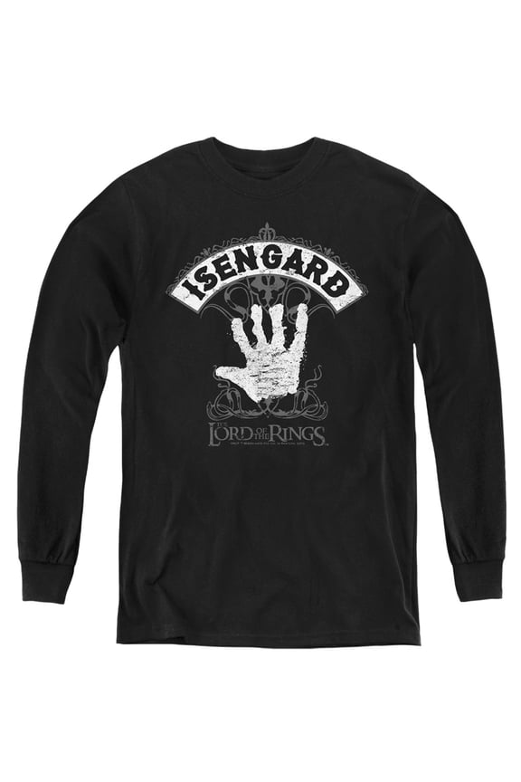 Lord Of The Rings Isengard Kids Long Sleeve T Shirt (Medium) for Youth Boys and Girls, Black