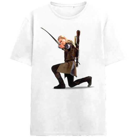 Lord Of The Rings Legolas Has You In His Sights Adult White Crew Neck Short Sleeve T-shirt-Medium